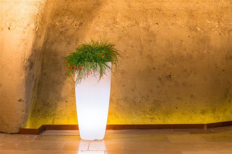 Leuchtvase STILO  Rund -  Ø 33 cm. - H 70 cm Licht weiss