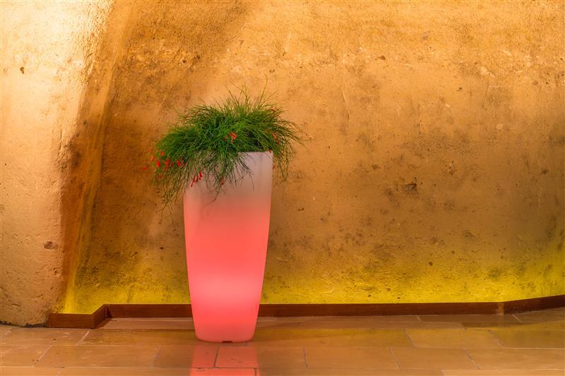 Leuchtvase STILO  Rund -  Ø 33 cm. - H 70 cm Licht rot