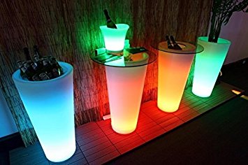 Leuchtvase STILO  Rund -  Ø 33 cm. - H 70 cm Licht vielfarbige LED Akku