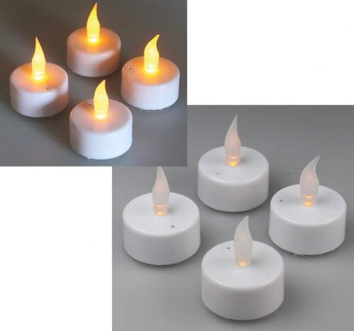 4er LED Kerzen SET, LED Teelichter flackern wie echte Kerzen, LED Kerzen mit Batterie & Luftzugsensort